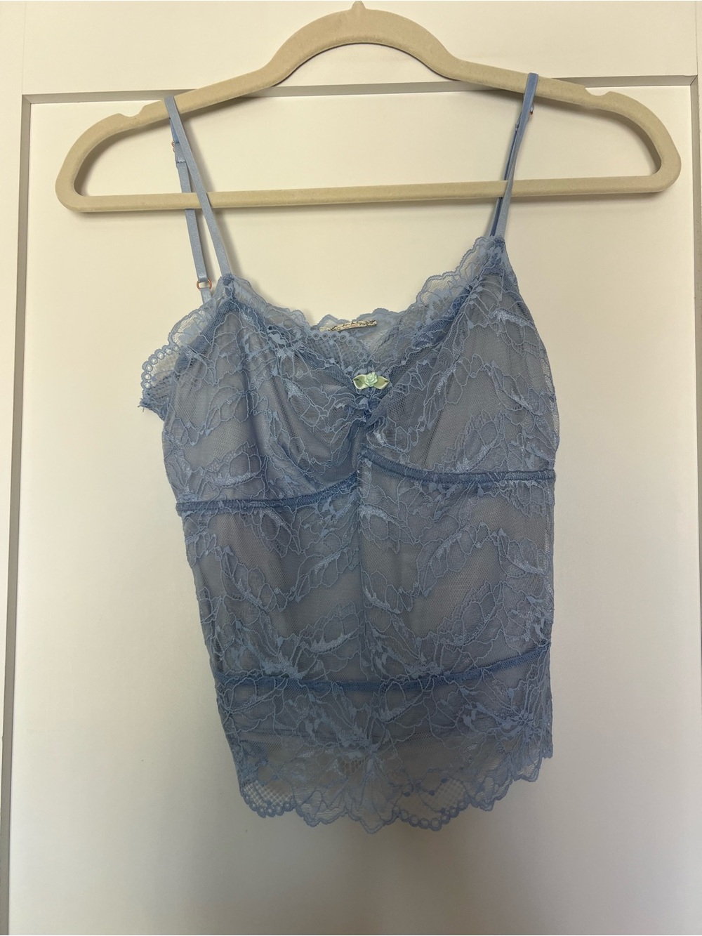 Free People Dusty Blue Lace Tank Top